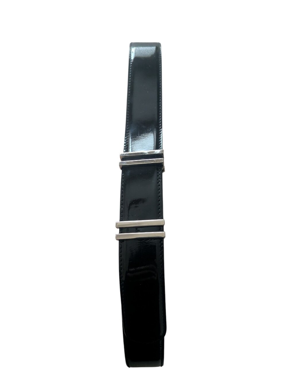 Saks Fifth Avenue Black Patent Leather Belt Made In Italy Small
